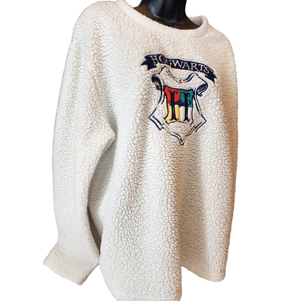 Harry Potter Hogwarts Sleepwear Womens XL White Faux Sherpa Pullover Loungewear